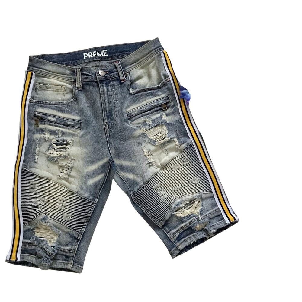 Preme NWOT Distressed Stone Wash Jean Shorts Men W32 *Pls See Description*